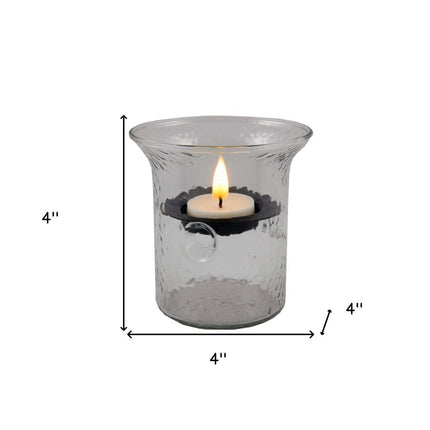 4" Clear Glass Tabletop Hurricane Candle Holder With Candle HomeRoots