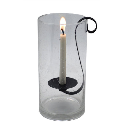 12" Light Gray Glass Centerpiece Taper Candle Holder With Candle HomeRoots