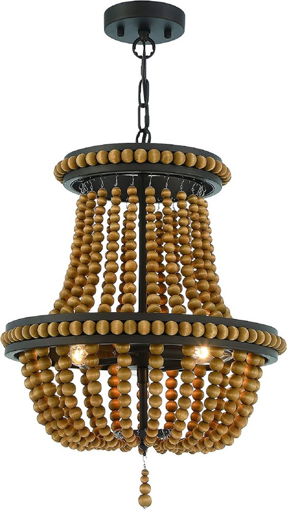 Brown And Black Candle Style Three Light Metal Dimmable Chandelier HomeRoots