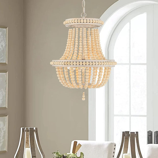 Natural And White Candle Style Three Light Metal Dimmable Chandelier HomeRoots