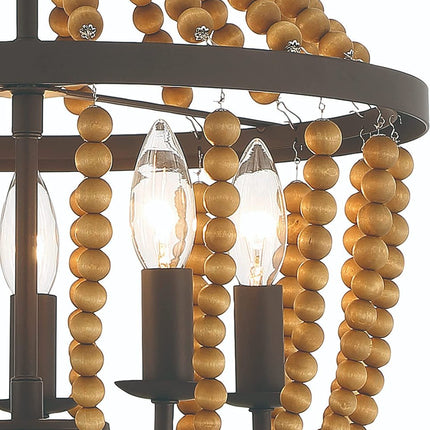 Brown And Black Candle Style Five Light Metal Dimmable Chandelier HomeRoots