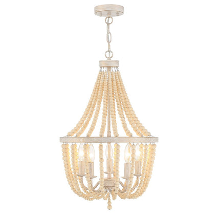 Gold And White Candle Style Five Light Metal Dimmable Chandelier HomeRoots