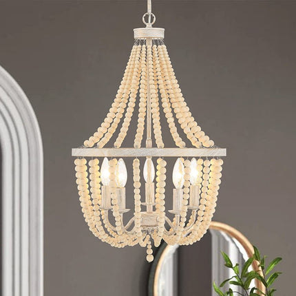 Gold And White Candle Style Five Light Metal Dimmable Chandelier HomeRoots