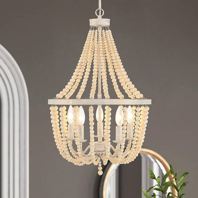 Gold And White Candle Style Five Light Metal Dimmable Chandelier HomeRoots