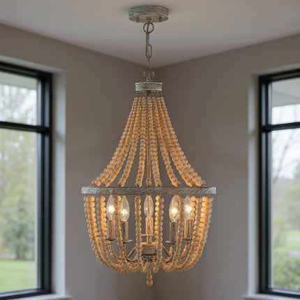 Gold And White Candle Style Five Light Metal Dimmable Chandelier HomeRoots
