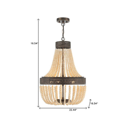 Black And Gold Candle Style Five Light Metal Dimmable Chandelier