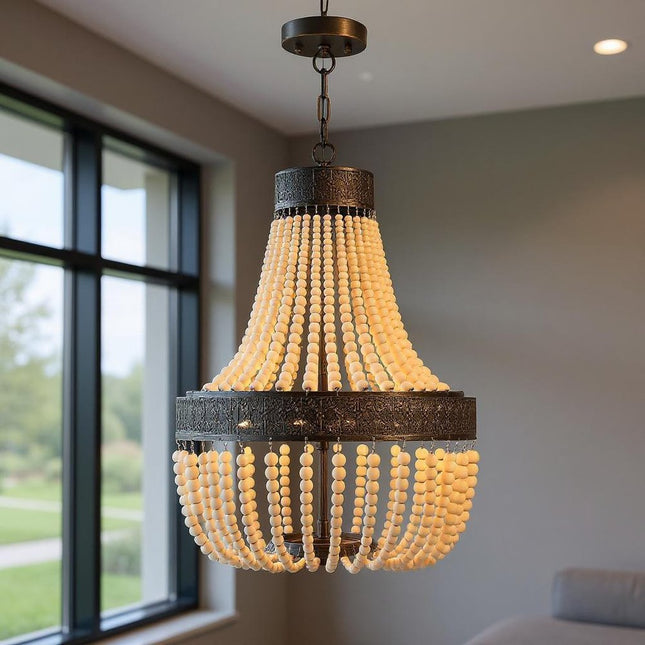 Black And Gold Candle Style Five Light Metal Dimmable Chandelier HomeRoots
