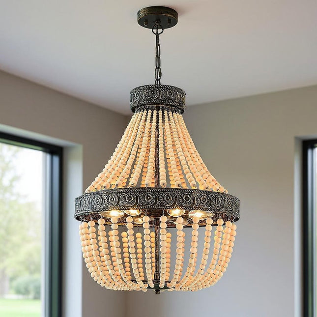 Black And Gold Candle Style Six Light Metal Dimmable Chandelier HomeRoots
