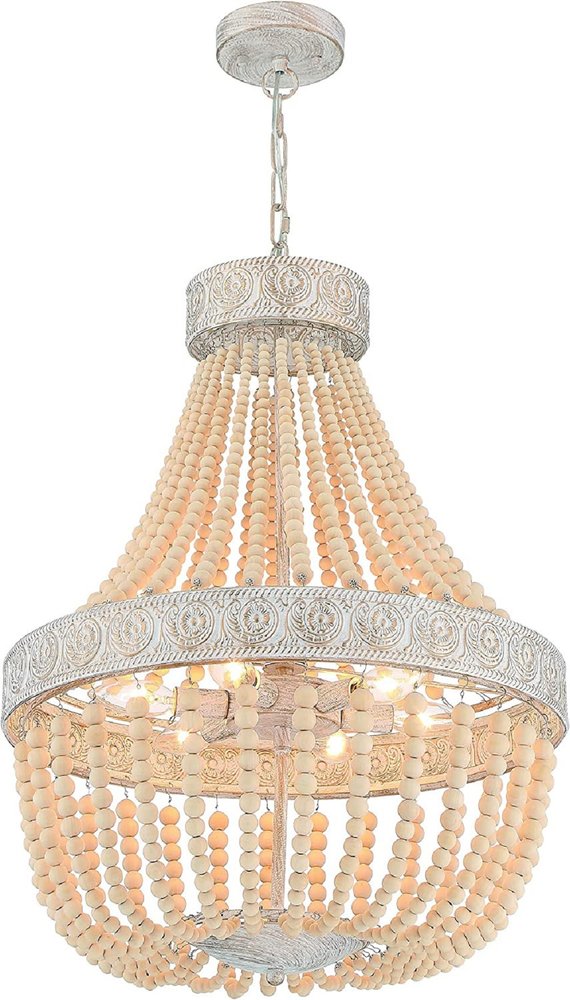Gold And White Candle Style Six Light Metal Dimmable Chandelier HomeRoots
