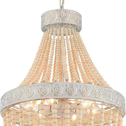Gold And White Candle Style Six Light Metal Dimmable Chandelier
