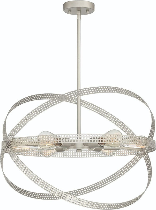 Silver Kitchen Island Six Light Metal Dimmable Chandelier HomeRoots