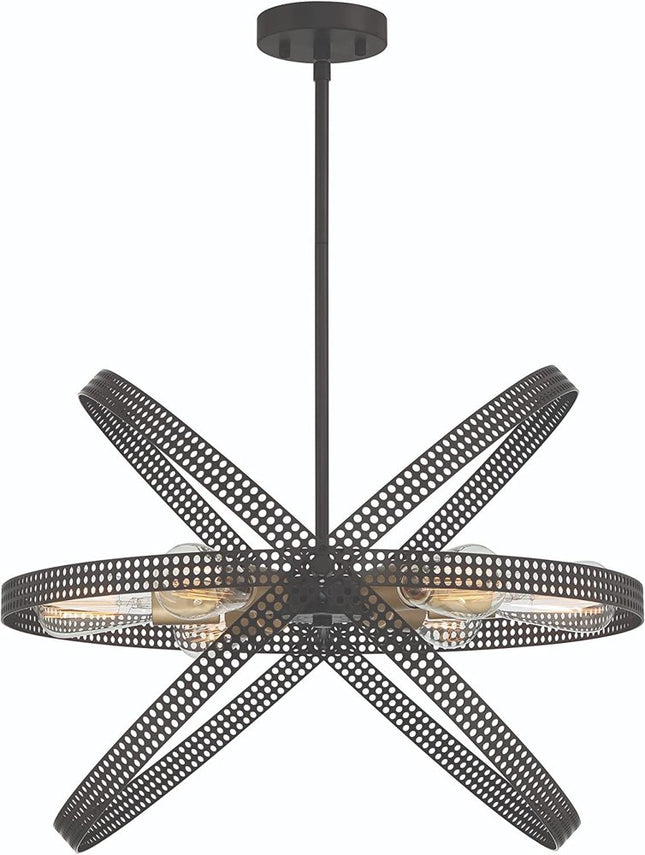 Black And Gold Kitchen Island Six Light Metal Dimmable Chandelier