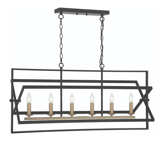 Black And Gold Kitchen Island Six Light Metal Dimmable Chandelier HomeRoots