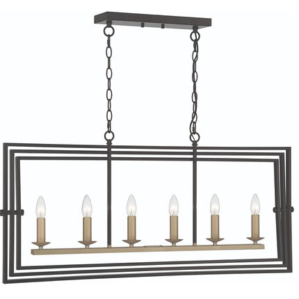 Black And Gold Kitchen Island Six Light Metal Dimmable Chandelier