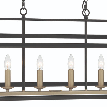 Black And Gold Kitchen Island Six Light Metal Dimmable Chandelier