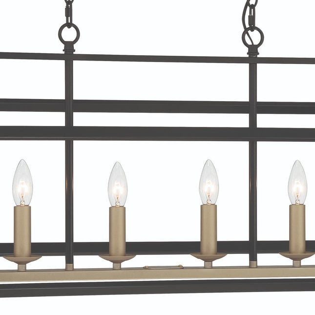 Black And Gold Kitchen Island Six Light Metal Dimmable Chandelier HomeRoots