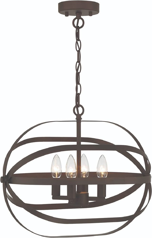 Bronze Candle Style Four Light Metal Dimmable Chandelier HomeRoots
