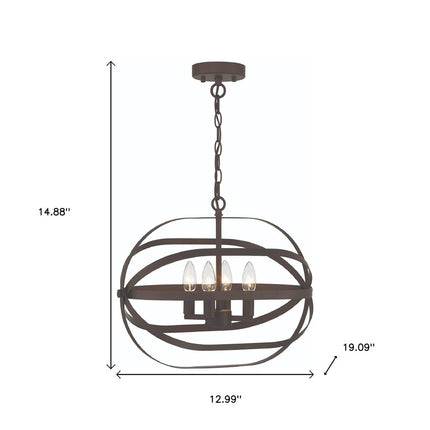 Bronze Candle Style Four Light Metal Dimmable Chandelier