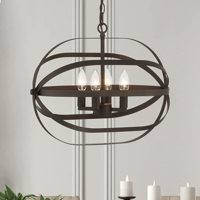 Bronze Candle Style Four Light Metal Dimmable Chandelier HomeRoots