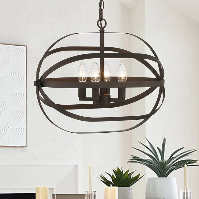 Bronze Candle Style Four Light Metal Dimmable Chandelier HomeRoots
