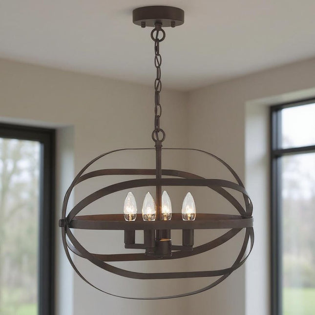 Bronze Candle Style Four Light Metal Dimmable Chandelier HomeRoots