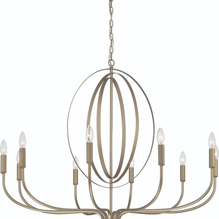 Brass Candle Style Ten Light Metal Dimmable Chandelier HomeRoots