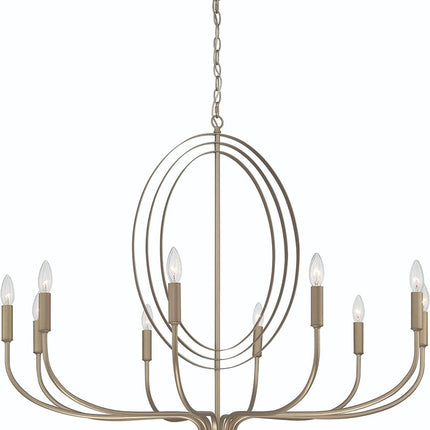 Brass Candle Style Ten Light Metal Dimmable Chandelier HomeRoots