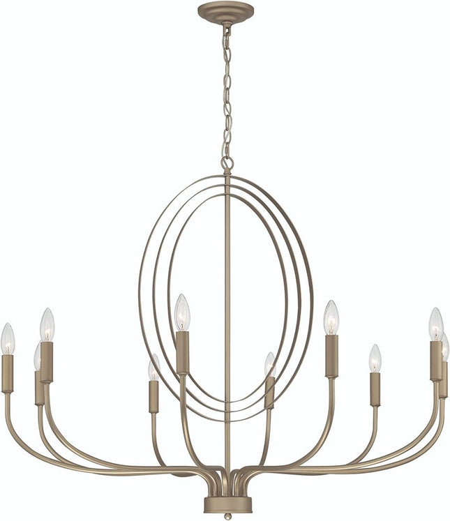 Brass Candle Style Ten Light Metal Dimmable Chandelier HomeRoots