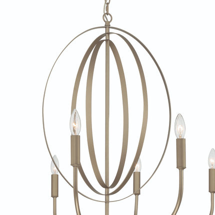 Brass Candle Style Ten Light Metal Dimmable Chandelier HomeRoots