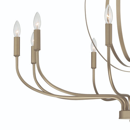 Brass Candle Style Ten Light Metal Dimmable Chandelier HomeRoots