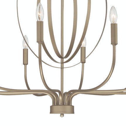 Brass Candle Style Ten Light Metal Dimmable Chandelier HomeRoots
