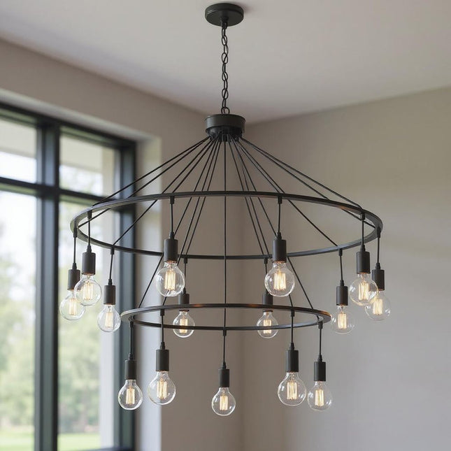 Black Candle Style Multi Light Metal Dimmable Chandelier HomeRoots