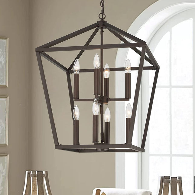 Bronze Candle Style Eight Light Metal Dimmable Chandelier HomeRoots