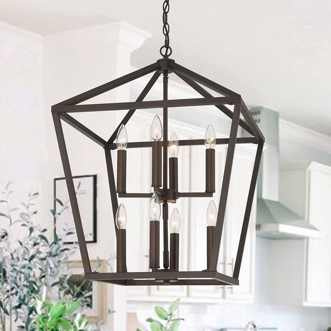 Bronze Candle Style Eight Light Metal Dimmable Chandelier HomeRoots