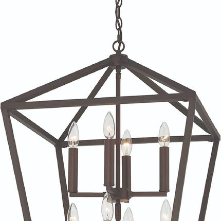 Bronze Candle Style Eight Light Metal Dimmable Chandelier