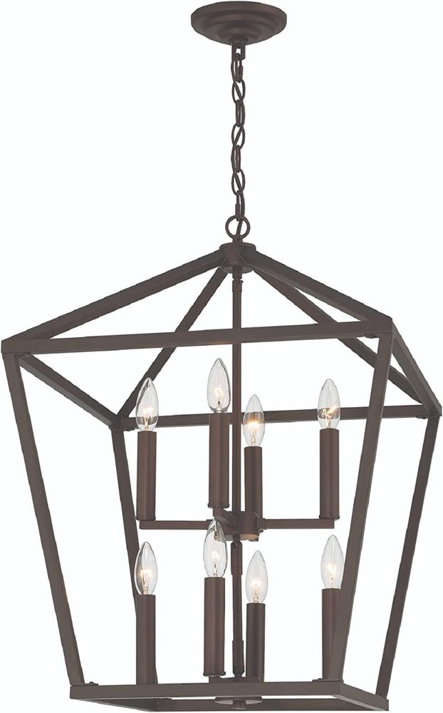 Bronze Candle Style Eight Light Metal Dimmable Chandelier HomeRoots