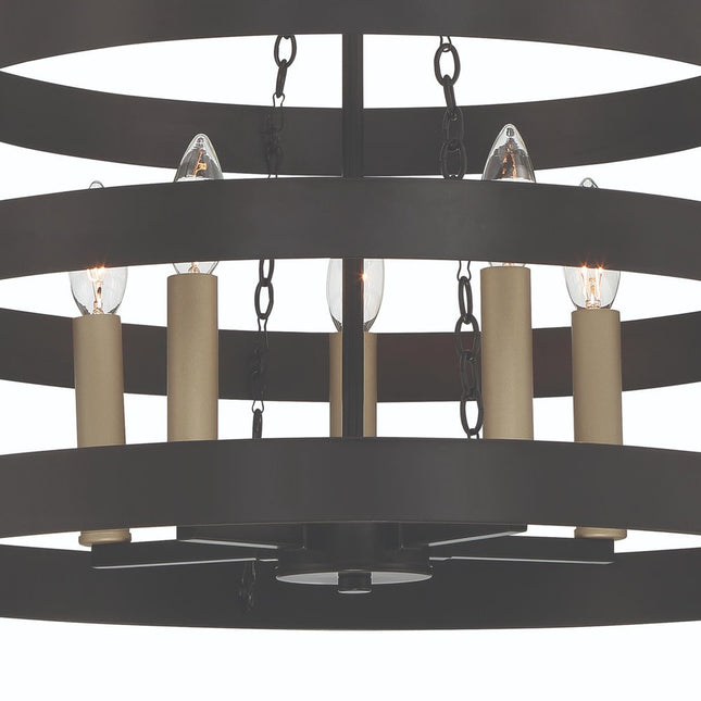 Black And Gold Candle Style Five Light Metal Dimmable Chandelier HomeRoots
