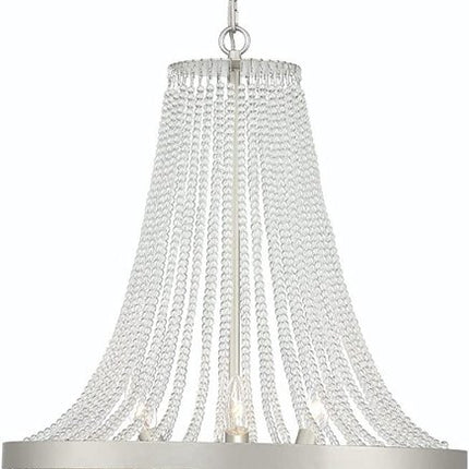 Silver Candle Style Six Light Metal Dimmable Chandelier