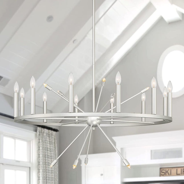 Silver Candle Style Multi Light Metal Dimmable Chandelier HomeRoots