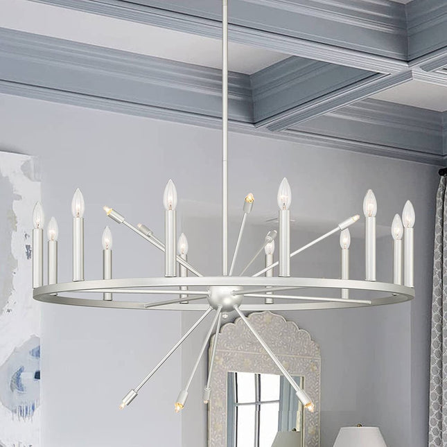 Silver Candle Style Multi Light Metal Dimmable Chandelier HomeRoots