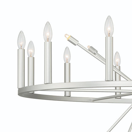 Silver Candle Style Multi Light Metal Dimmable Chandelier