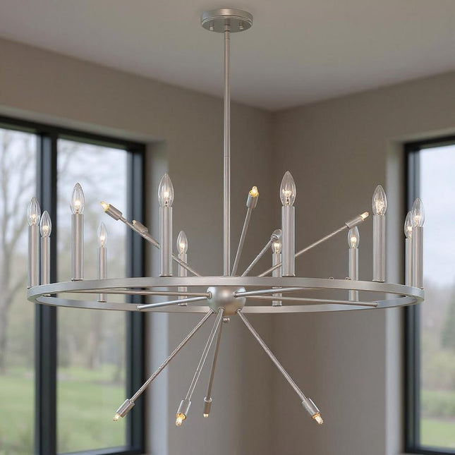 Silver Candle Style Multi Light Metal Dimmable Chandelier HomeRoots