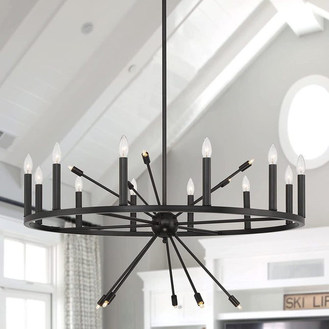 Black Candle Style Multi Light Metal Dimmable Chandelier HomeRoots