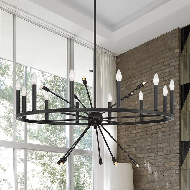Black Candle Style Multi Light Metal Dimmable Chandelier HomeRoots