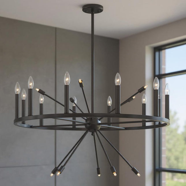 Black Candle Style Multi Light Metal Dimmable Chandelier HomeRoots
