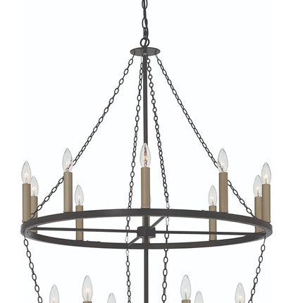 Black And Gold Candle Style Multi Light Metal Dimmable Chandelier
