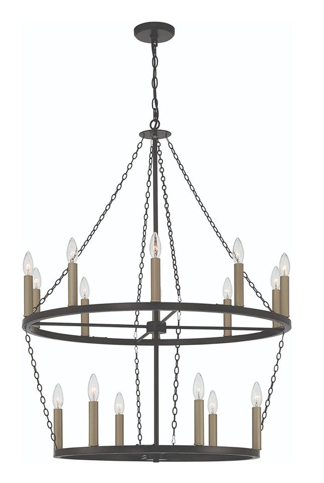 Black And Gold Candle Style Multi Light Metal Dimmable Chandelier HomeRoots