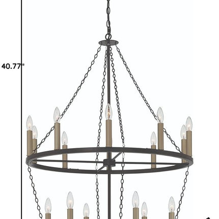 Black And Gold Candle Style Multi Light Metal Dimmable Chandelier
