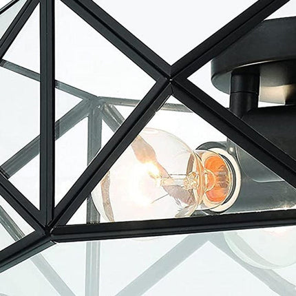 Black Unique Statement Four Light Metal Dimmable Flush Chandelier With Clear Shades HomeRoots