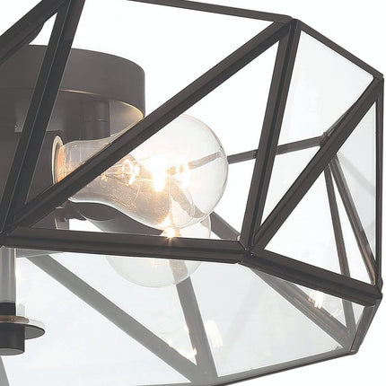 Black Unique Statement Four Light Metal Dimmable Flush Chandelier With Clear Shades HomeRoots